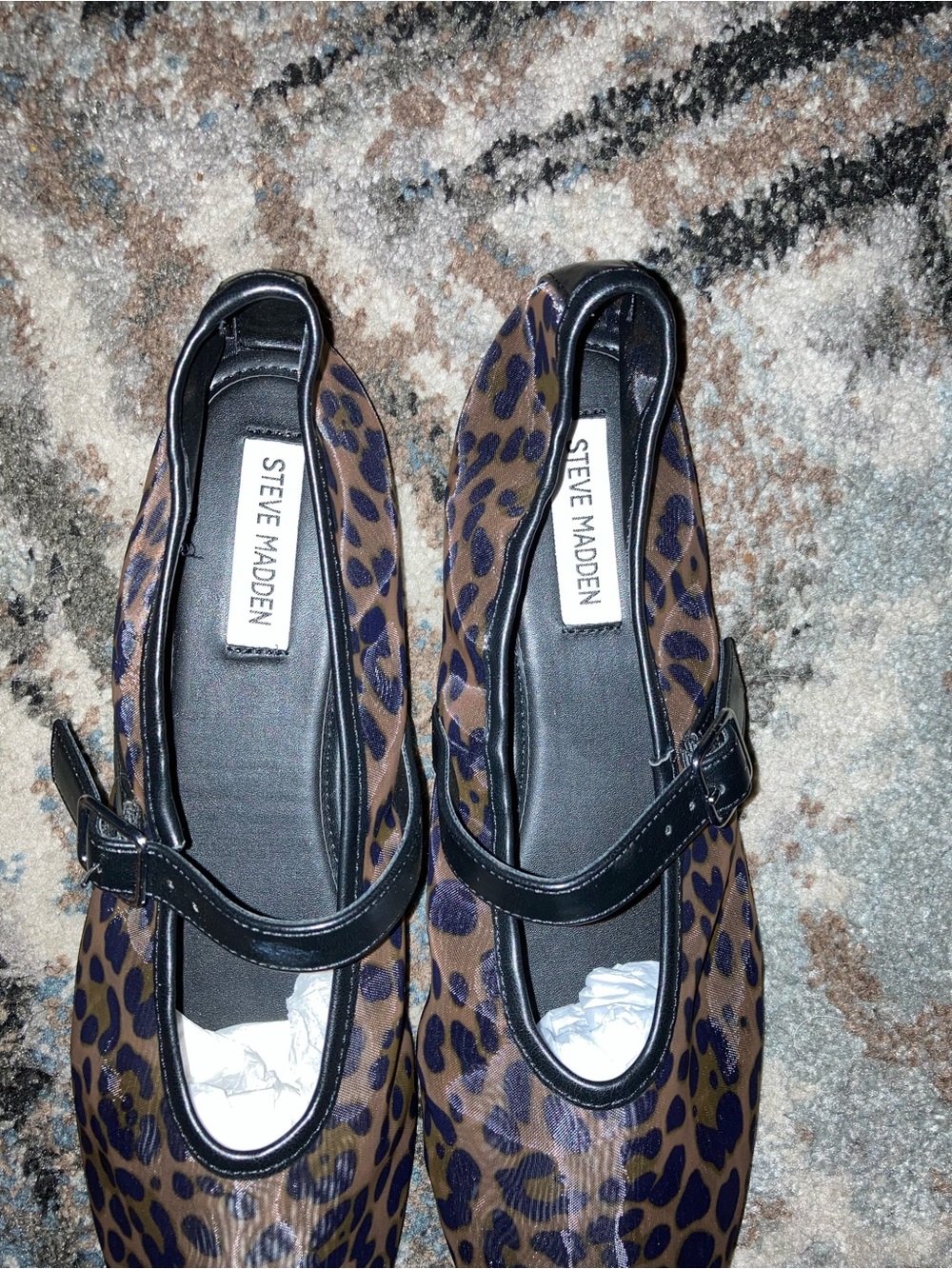 Steve Madden Leopard-Print Mary Jane Flats in Brown and Black